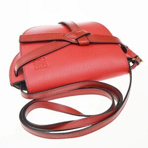 LOEWE Logo Gate Mini Crossbody Shoulder Bag Leather Red GHW 53RP027